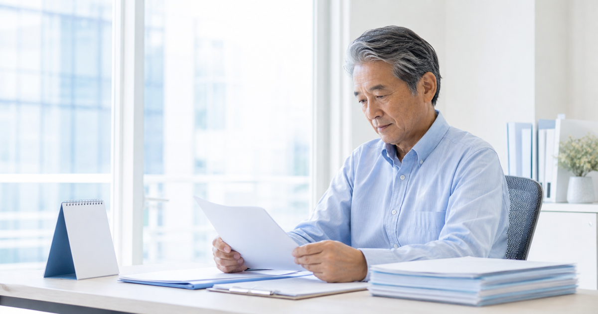 65歳を境に切り替わる制度を確認する男性